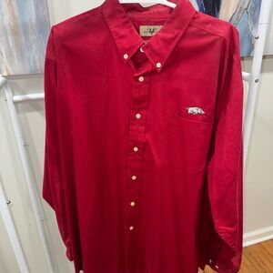 Vibrant Red Men's Casual Button-Down Shirt
